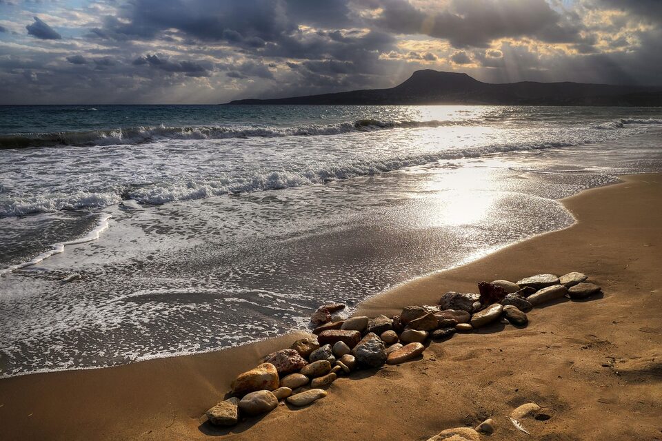 Abendstimmung an einem Strand auf Kreta
